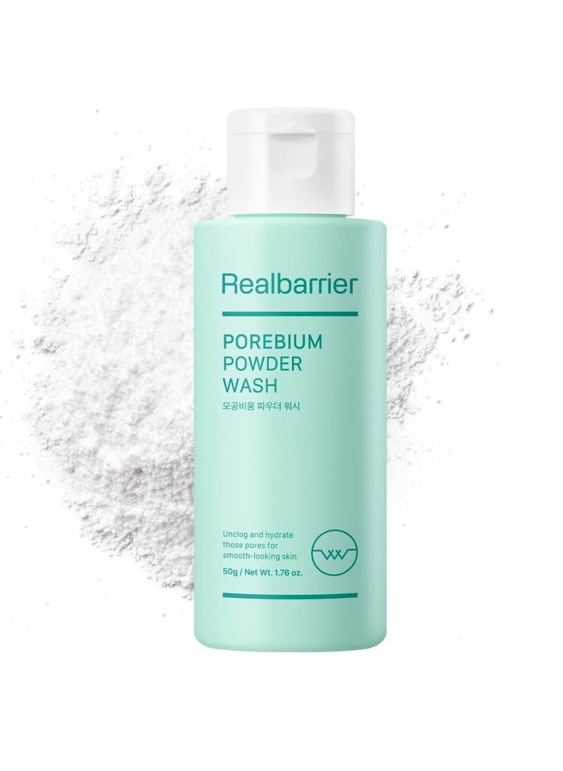 Real Barrier Porebium Powder Wash,50ml,1.76 Fl Oz, Micro-Powder Particles Facial Cleanser, Exfoliator for Sensitive Skin, Impurities, Dead Skin Cells Ceramide Solution, Deep Cleansing, Korean Skincare