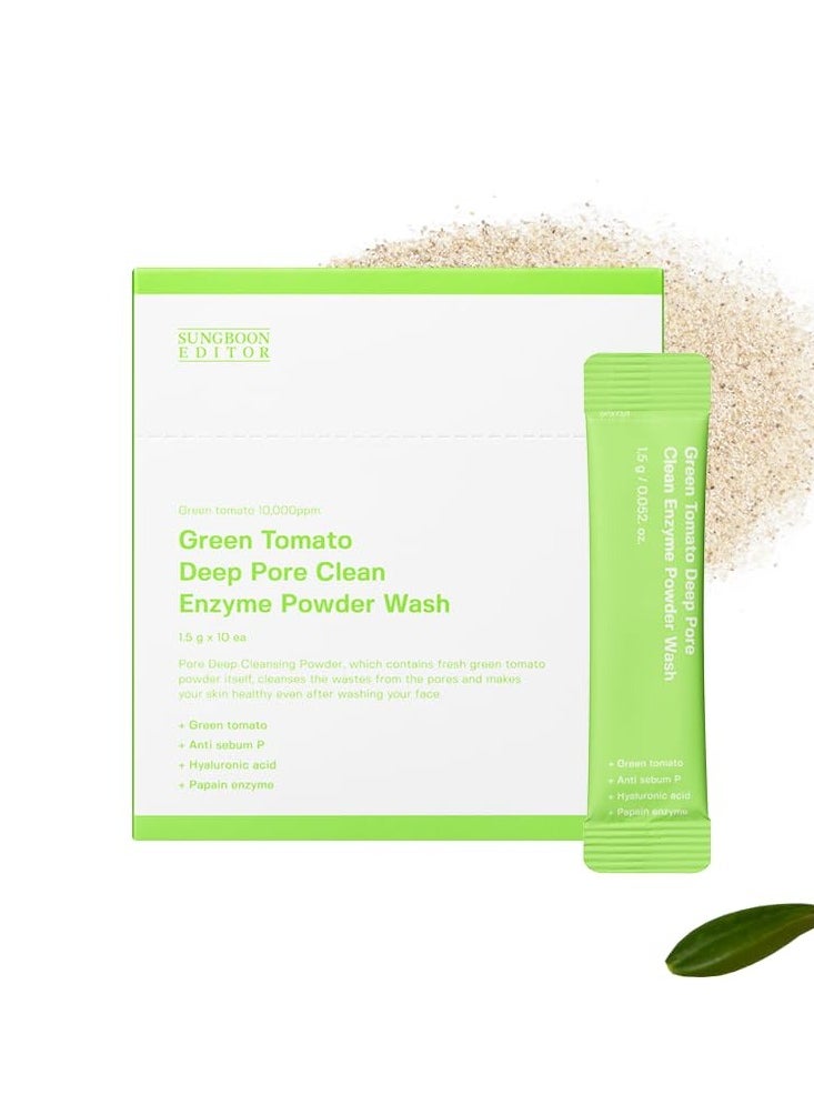 SUNGBOON EDITOR Green Tomato Deep Pore Clean Enzyme Powder Wash, minimize enlarged pores, pore cleaner, facial exfoliating, blackheads removal, clear acne blemishes, Korean skincare