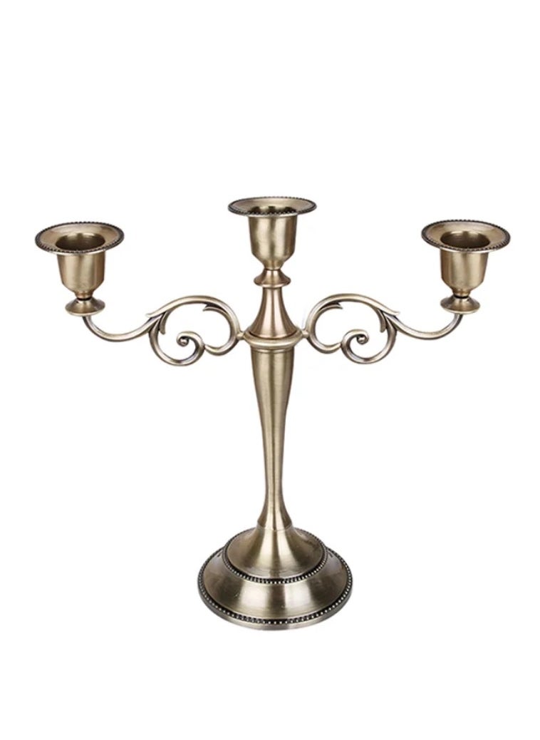 Three Headed Candle Holder Brown 26x27cm