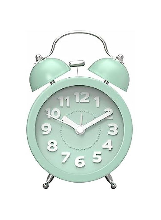 Twin Bell Alarm Clock Loud Alarm Clock for Heavy Sleepers Bedrooms, Analog Alarm Clock, Small Alarm Clock, Retro Design for Kids, Battary Operation, 3 inch, Mint Green