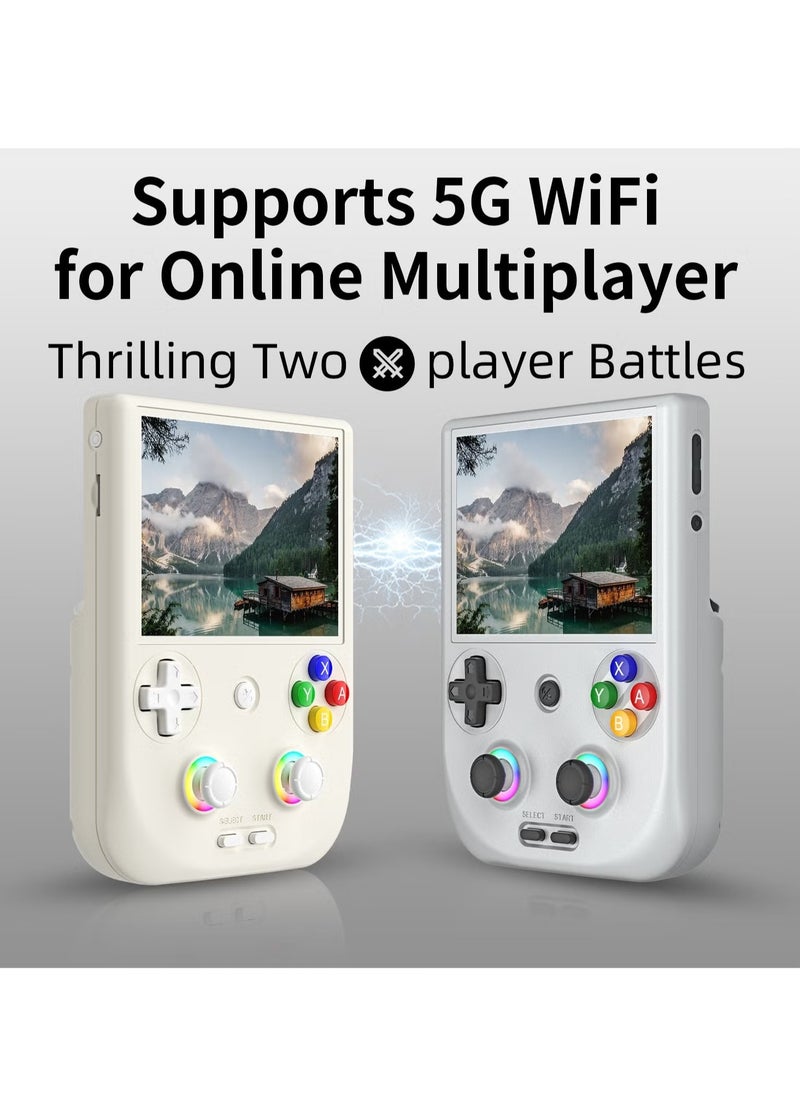 ANBERNIC RG406V Handheld Game Console Unisoc T820 Android 13 4-inch IPS multi-touch screen 5500mAh 5G WIFI Bluetooth Retro Video Players (White 128G)