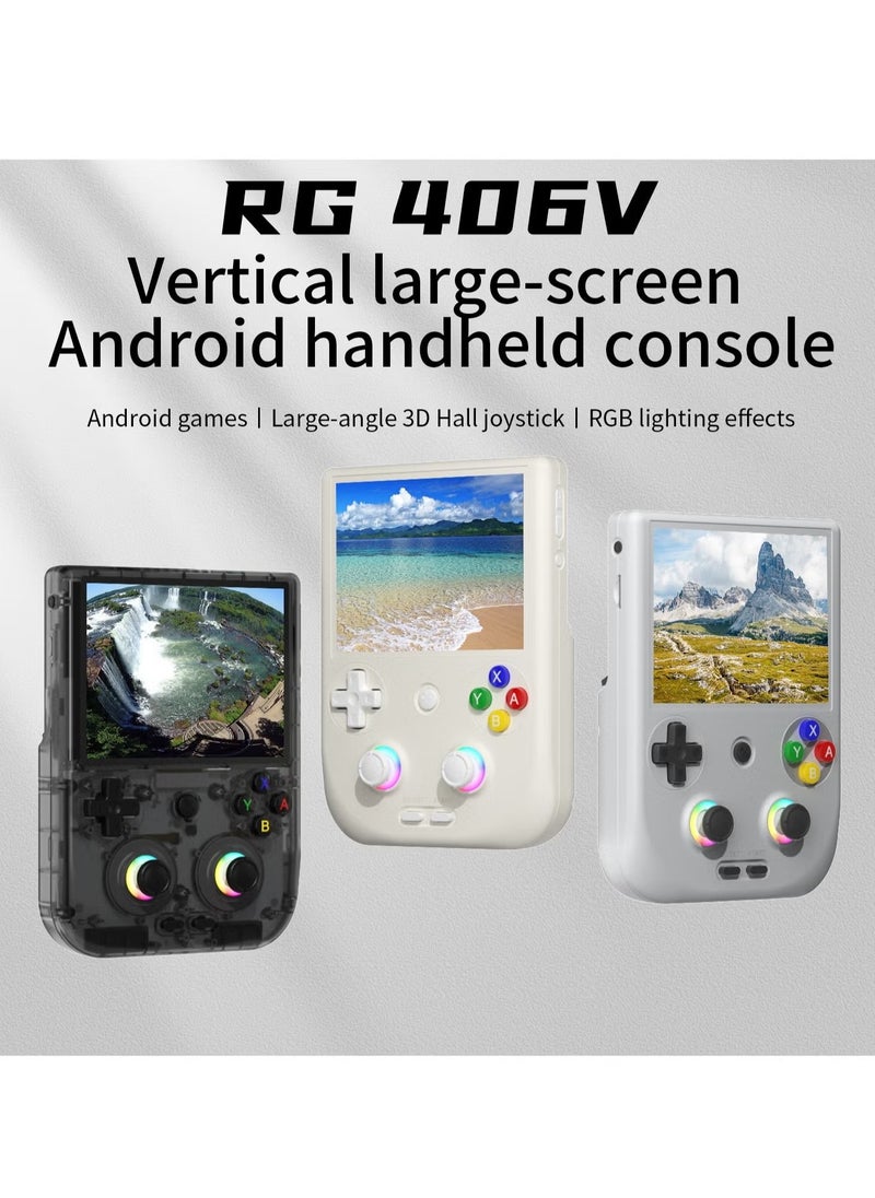 ANBERNIC RG406V Handheld Game Console Unisoc T820 Android 13 4-inch IPS multi-touch screen 5500mAh 5G WIFI Bluetooth Retro Video Players (White 128G)