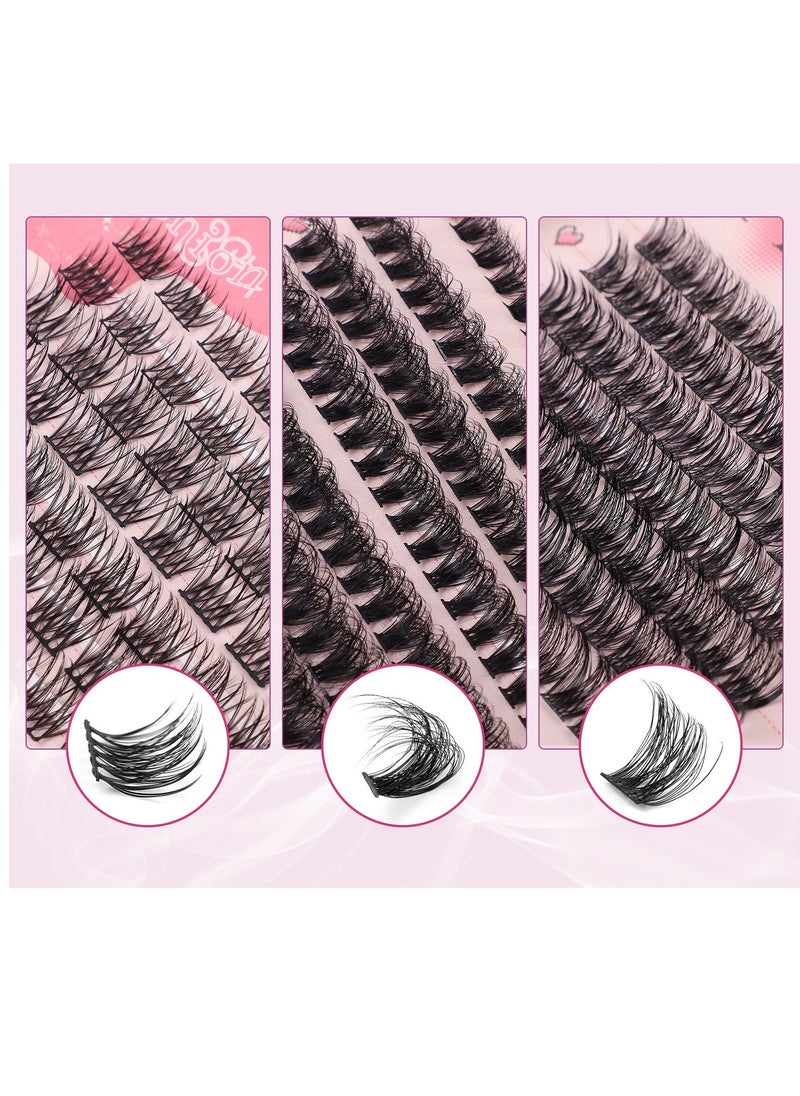 4 Styles DIY Eyelash Extension Kit 378 Clusters, 8-16mm Mixed Individual Lashes Cluster, Natural Curl Personal Eyelash Set, Segmented False Eyelashes, Thick Eyelashes