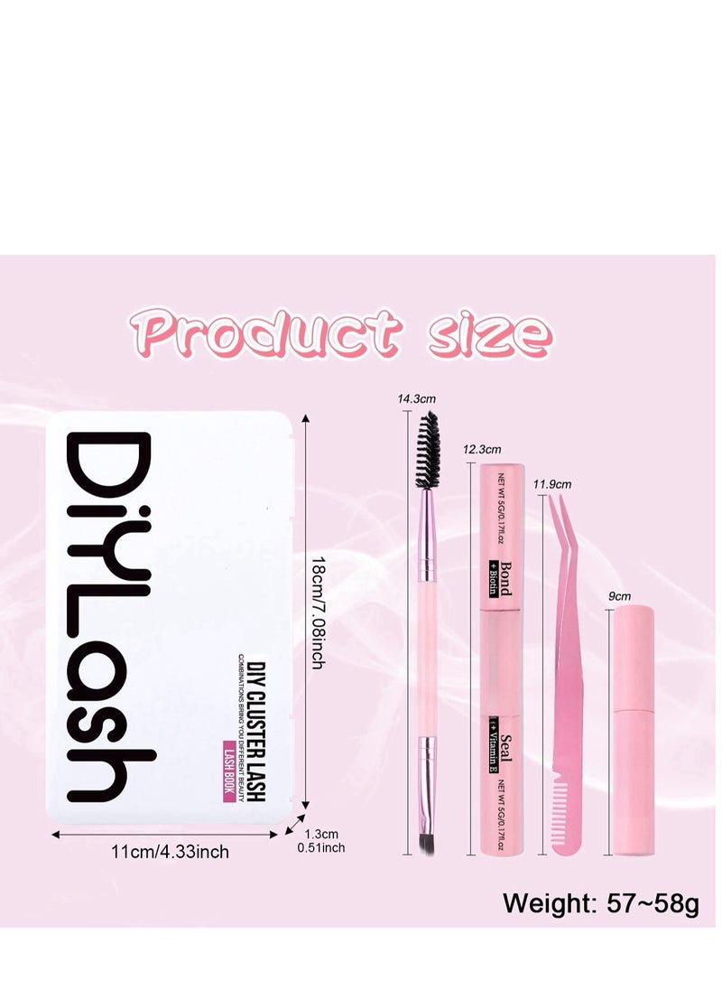 4 Styles DIY Eyelash Extension Kit 378 Clusters, 8-16mm Mixed Individual Lashes Cluster, Natural Curl Personal Eyelash Set, Segmented False Eyelashes, Thick Eyelashes