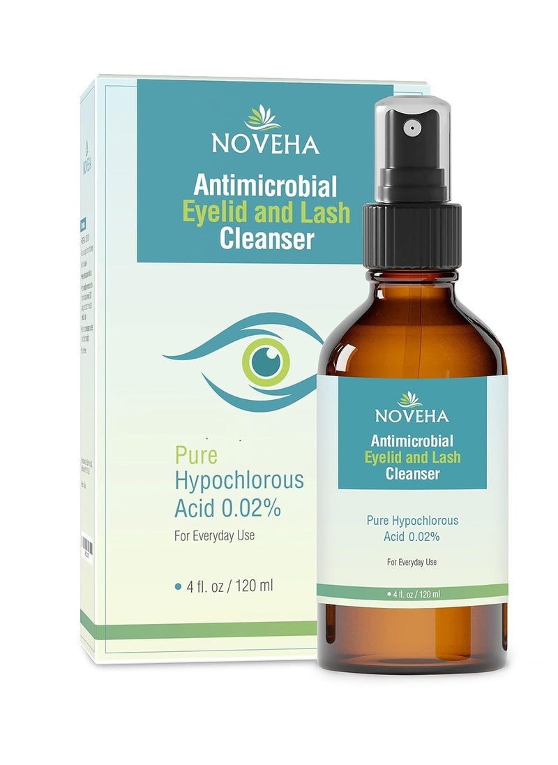 NOVEHA Eyelid and Lash Cleanser - Fast Acting Soothing Formula, Effective Relief from Irritation, Dry Eyes, Styes, Pure and Gentle Hypochlorous Acid Spray (4 Fl Oz (Pack of 1))