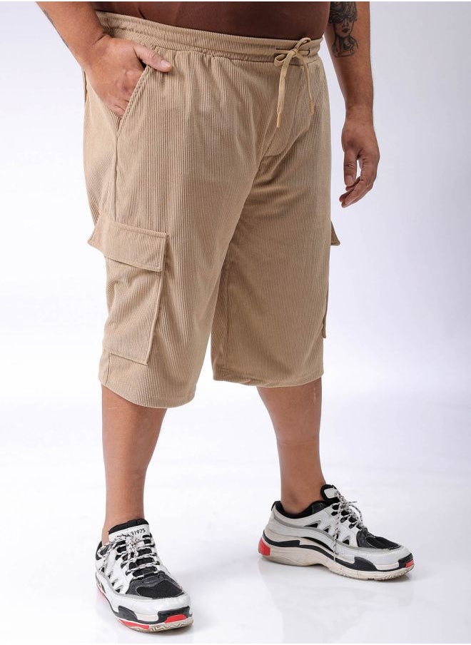 Men Plus Size Loose Fit Self Design Cargo Shorts