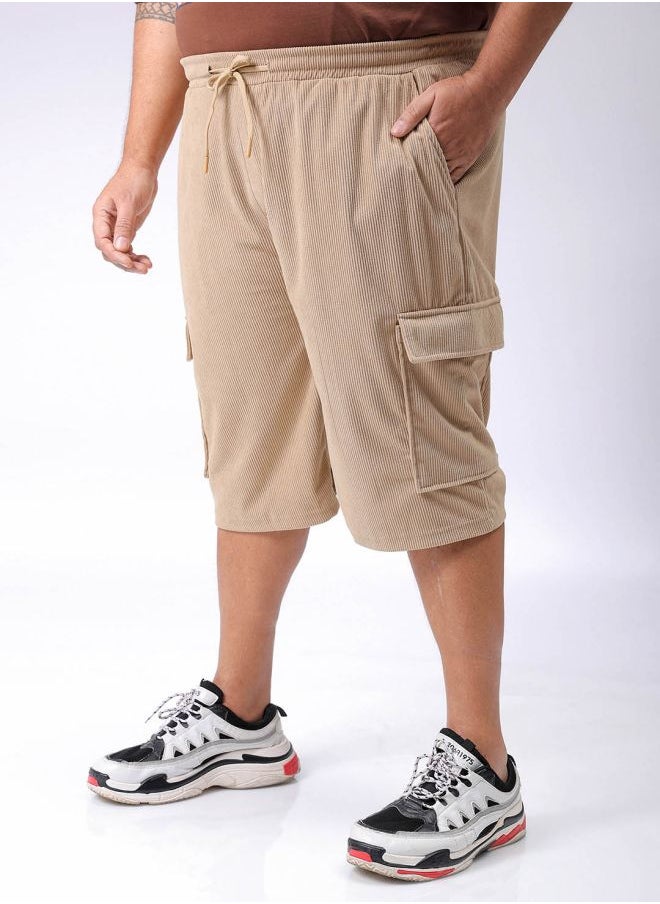 Men Plus Size Loose Fit Self Design Cargo Shorts