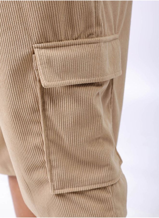 Men Plus Size Loose Fit Self Design Cargo Shorts