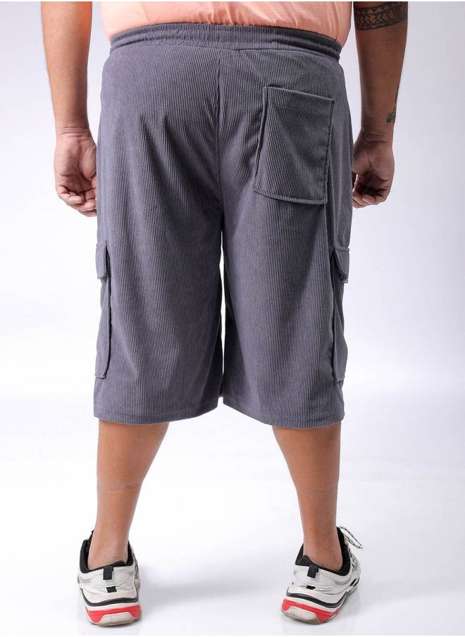 Men Plus Size Loose Fit Self Design Cargo Shorts