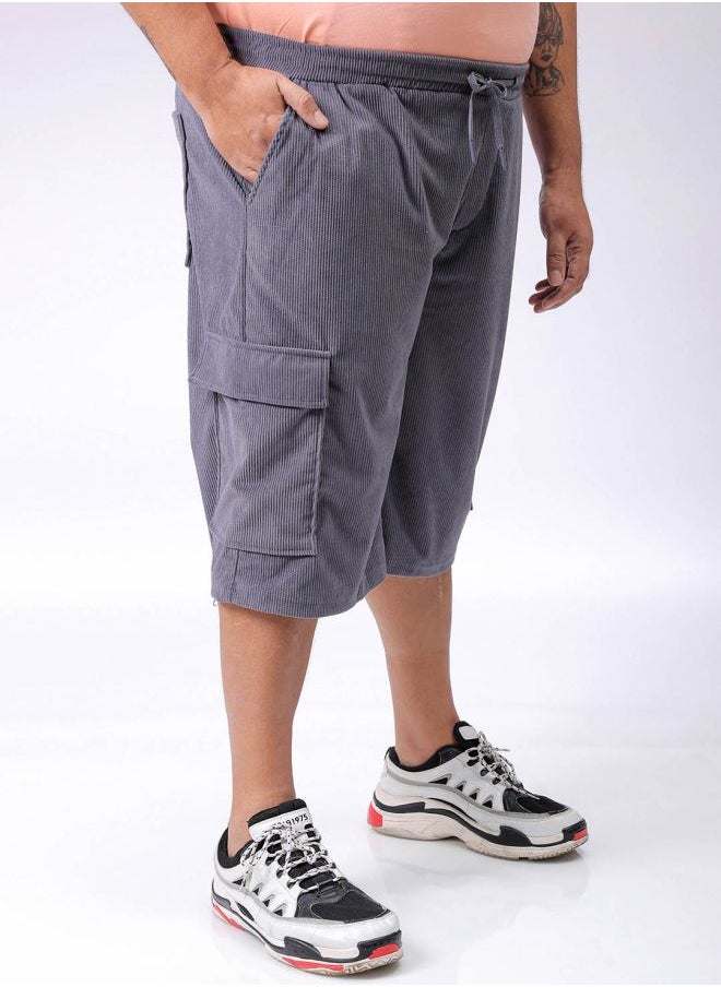 Men Plus Size Loose Fit Self Design Cargo Shorts
