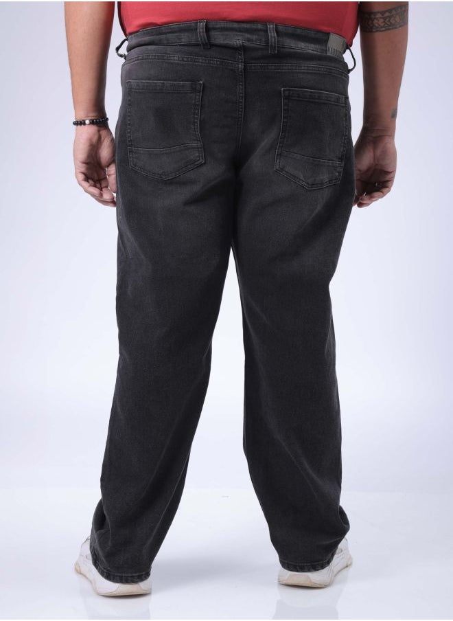 Men Plus Size Vintage Straight Fit Solid Mid-Rise Stretchable Jeans