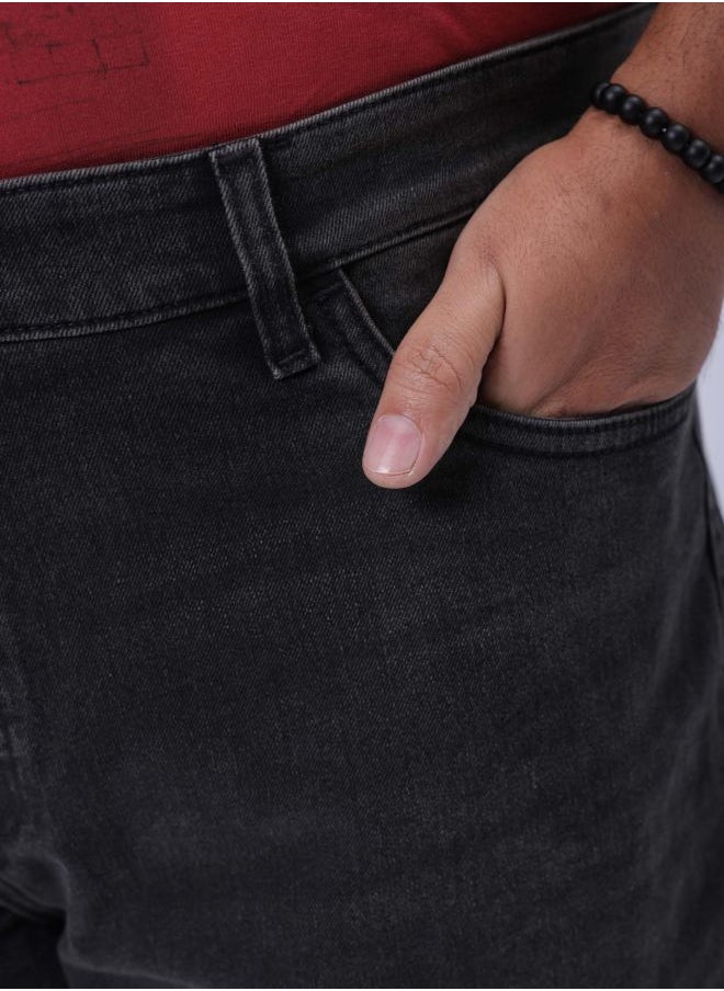 Men Plus Size Vintage Straight Fit Solid Mid-Rise Stretchable Jeans