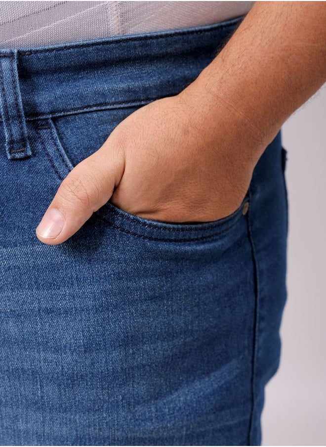 Men Plus Size Vintage Straight Fit Solid Mid-Rise Stretchable Jeans