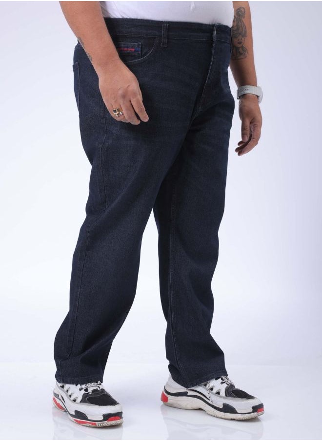Men Plus Size Vintage Straight Fit Solid Mid-Rise Stretchable Jeans