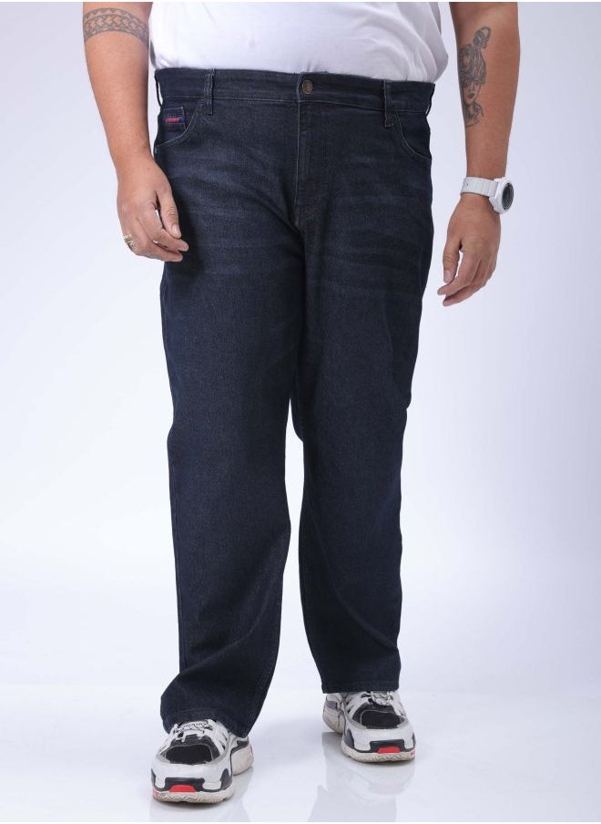 Men Plus Size Vintage Straight Fit Solid Mid-Rise Stretchable Jeans