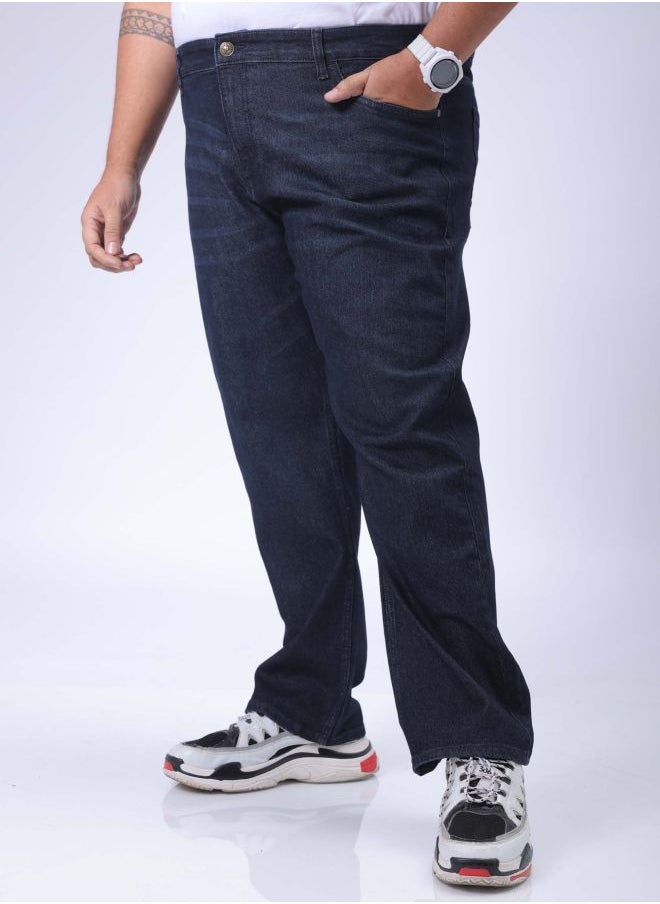 Men Plus Size Vintage Straight Fit Solid Mid-Rise Stretchable Jeans
