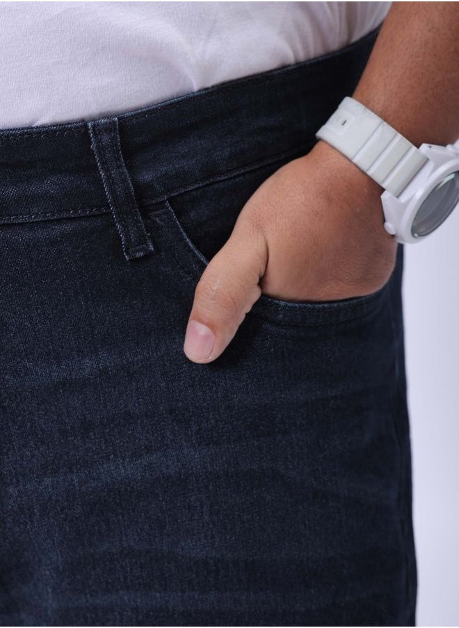 Men Plus Size Vintage Straight Fit Solid Mid-Rise Stretchable Jeans