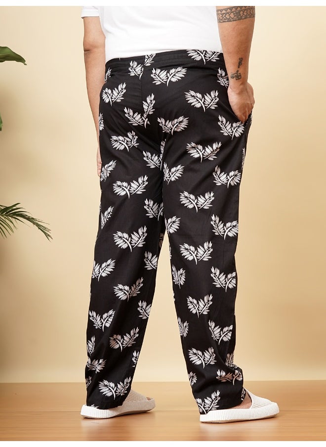 Black Men Regular Casual Floral Lounge Pants
