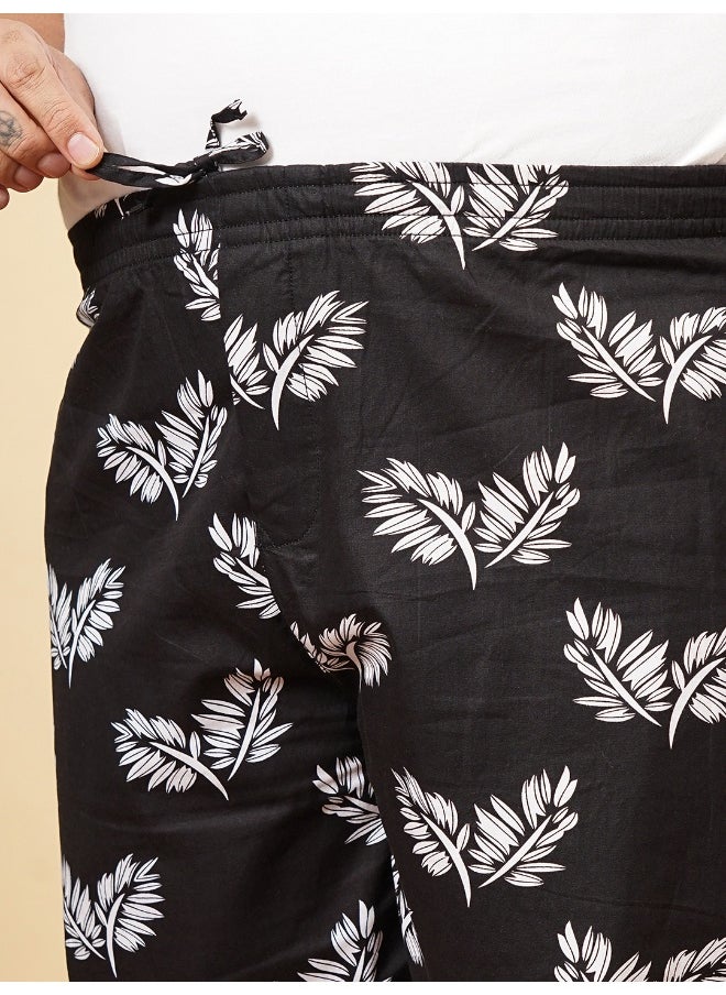 Black Men Regular Casual Floral Lounge Pants