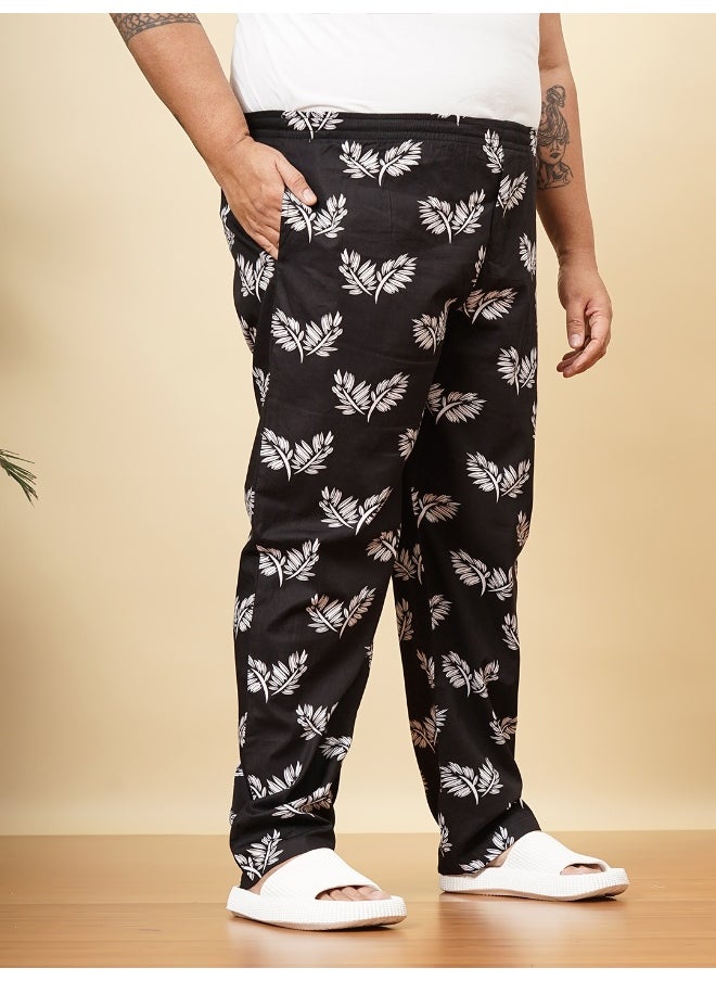 Black Men Regular Casual Floral Lounge Pants