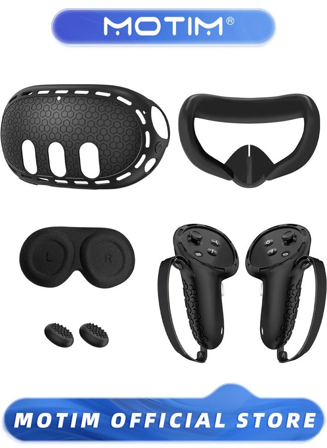 5 in 1 Protective Cover for VR Accessories Bundle, Silicone Cover Set Compatible with Oculus/Meta Quest 3 Accessories