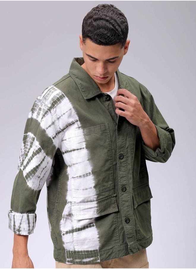 Men Relaxed Tie & Dye Trucker Jacket