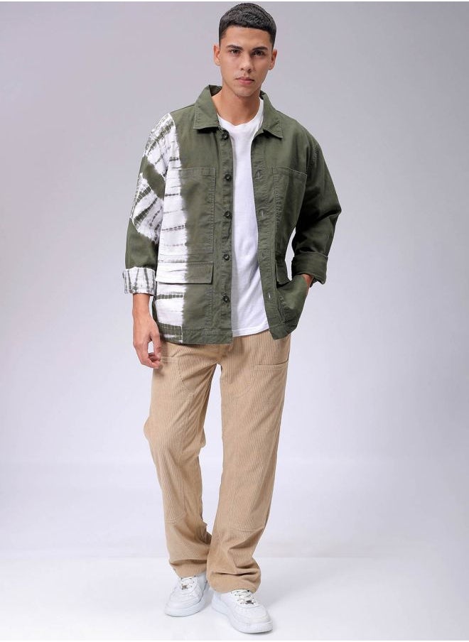 Men Relaxed Tie & Dye Trucker Jacket