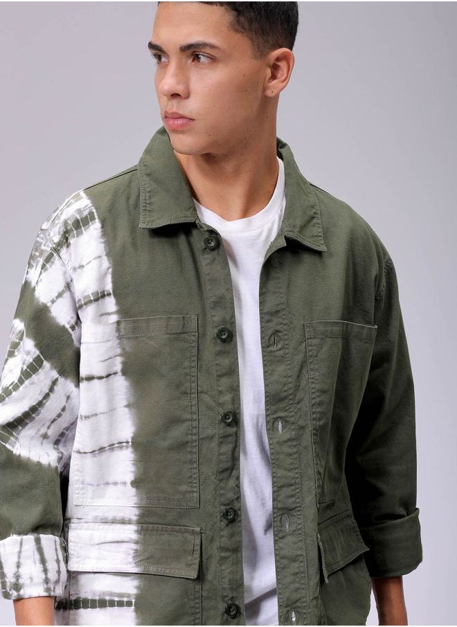 Men Relaxed Tie & Dye Trucker Jacket