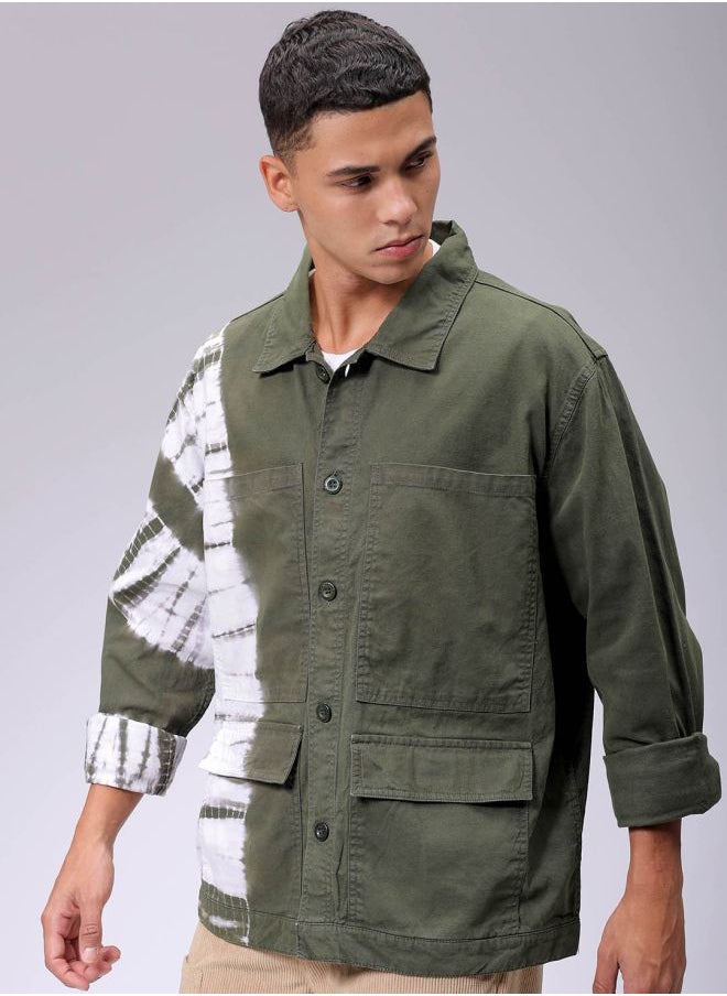 Men Relaxed Tie & Dye Trucker Jacket