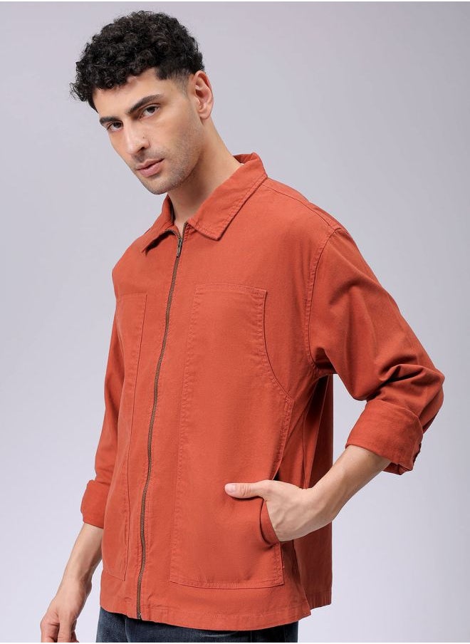 Men Relaxed Solid Carpenter Trucker Jacket