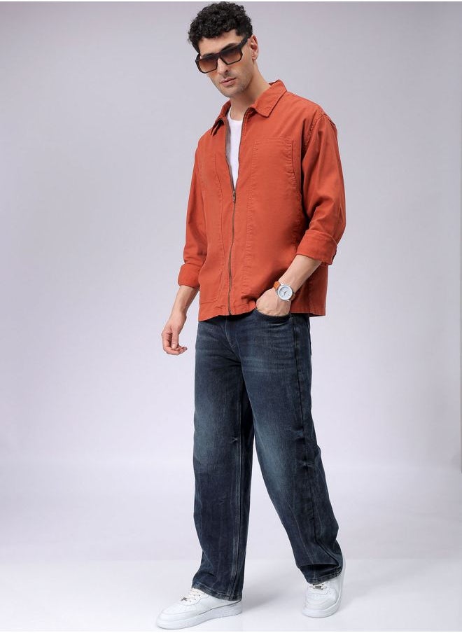 Men Relaxed Solid Carpenter Trucker Jacket