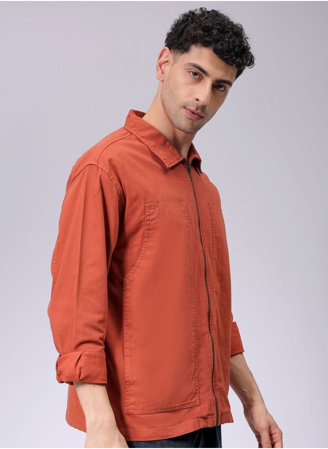 Men Relaxed Solid Carpenter Trucker Jacket