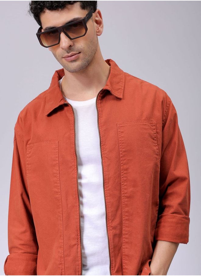 Men Relaxed Solid Carpenter Trucker Jacket