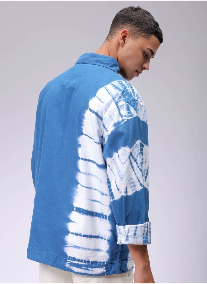Men Relaxed Tie & Dye Trucker Jacket