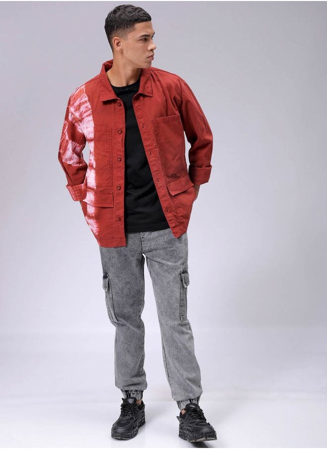 Men Relaxed Tie & Dye Trucker Jacket