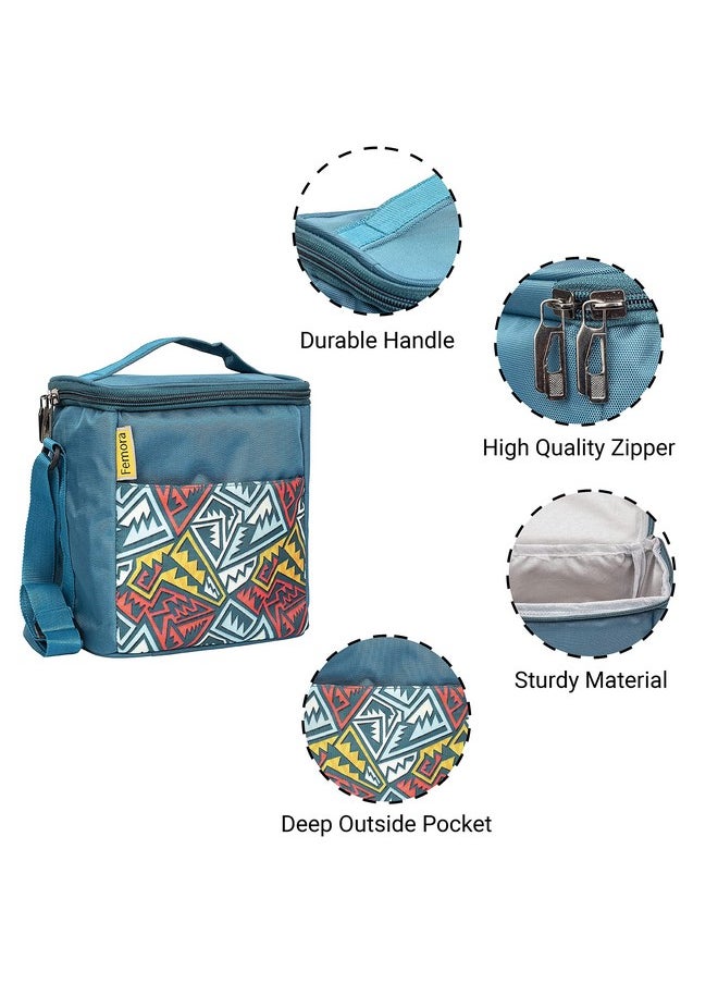 Femora Glass Lunch Box with Bag Set of 3 Containers, Rectangular- 400 ML Each, Clear, Microwavable Borosilicate Glaas, Ideal for College, Travel Office, Blue