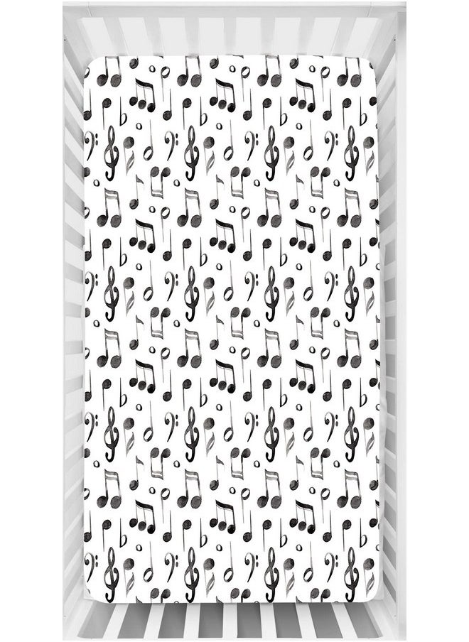 Dear Baby Gear - Deluxe Fitted Baby Crib Sheets with Music Notes Print - Soft Cotton Polyester Blend - Standard Size (52 L x 28 W x10 H) inches Mattress Sheets - Machine-Washable for Easy Care