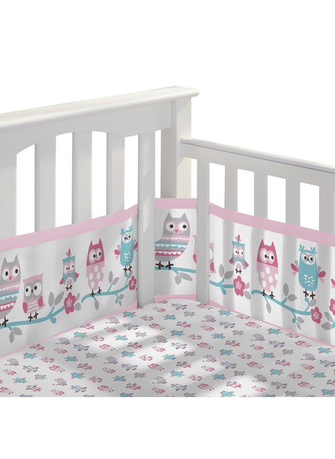 BreathableBaby 3pc Classic Crib Bedding Set- Owl Fun Pink