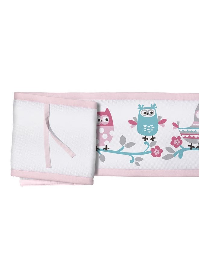 BreathableBaby 3pc Classic Crib Bedding Set- Owl Fun Pink