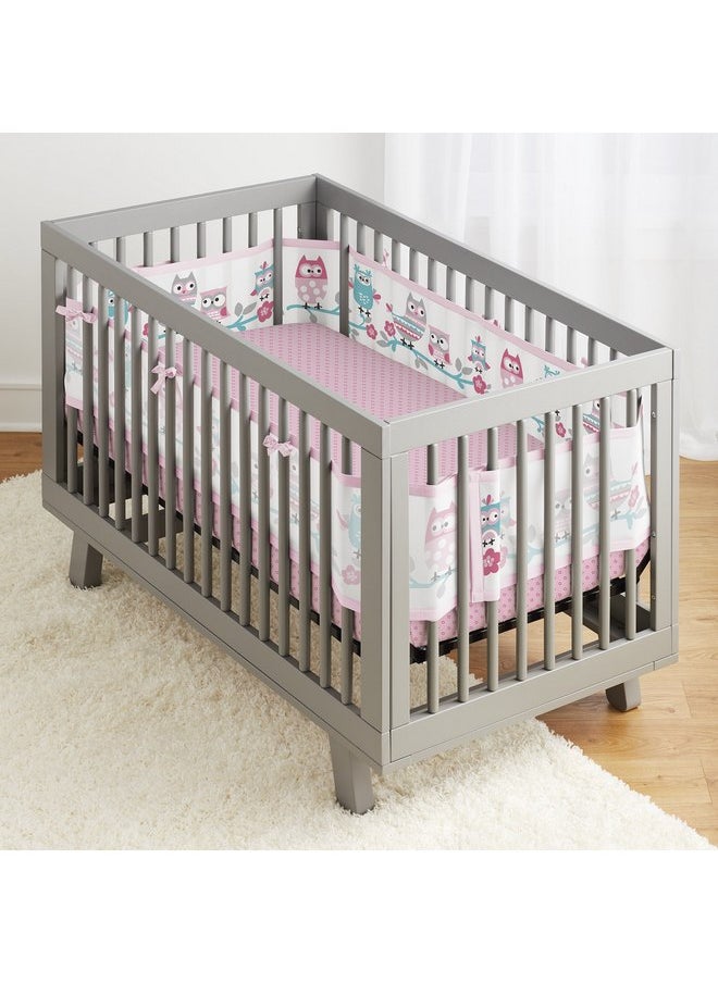 BreathableBaby 3pc Classic Crib Bedding Set- Owl Fun Pink