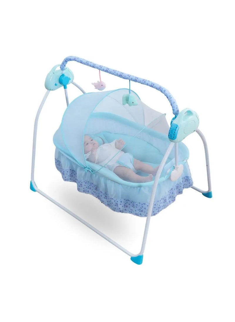 Baby Cradle Blue – Foldable Design with Adjustable Electric Swing, Bluetooth Music, & Remote Control – Ideal for Newborn Comfort and Convenience – Stylish & Compact