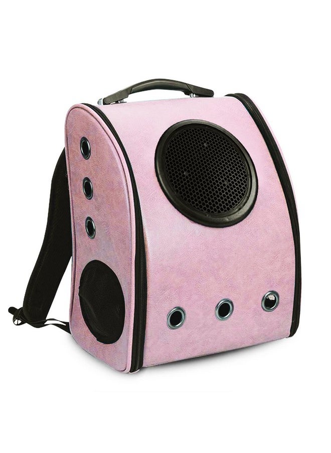 Pu Portable Space Capsule Breathable Outdoor Ventilation In Backpacks Travel Carrier For Small Animals | Pink |