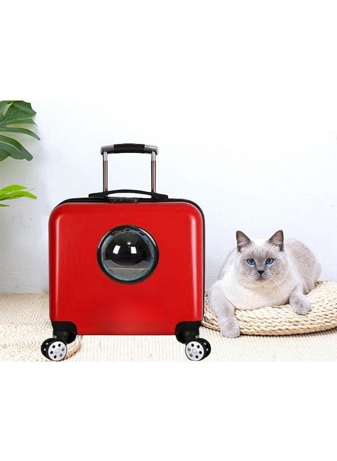 Cat Trolley Case Backpack Transparent Space Bag Package Cage Tote Bag Small Animal Rabbit Accessories Outdoor Travel Red