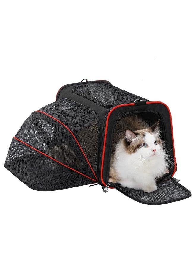 Petsfit Expandable Cat Carrier Dog Carriers,Airline Approved Soft-Sided Portable Pet Travel Washable Carrier for Kittens,Puppies,Removable Soft Plush mat and Pockets,Locking Safety Zippers