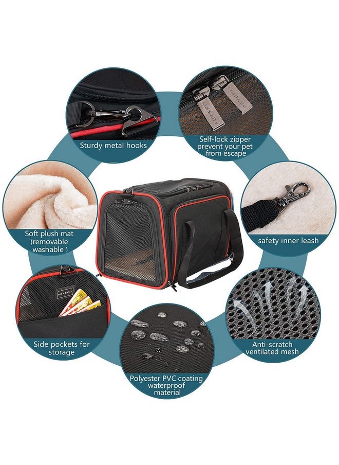 Petsfit Expandable Cat Carrier Dog Carriers,Airline Approved Soft-Sided Portable Pet Travel Washable Carrier for Kittens,Puppies,Removable Soft Plush mat and Pockets,Locking Safety Zippers