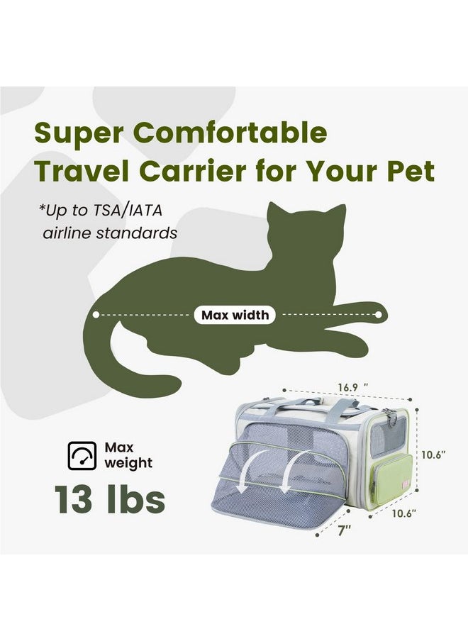 Pawaii Cat Carrier with ID Tag, TSA Airline Approved Cat Carrier, Soft Sided Collapsible Pet Travel Carrier, Foldable Cat Travel Bag, Protable, Comfortable, Convenient Cat Travel Carrier