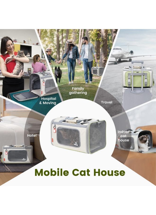 Pawaii Cat Carrier with ID Tag, TSA Airline Approved Cat Carrier, Soft Sided Collapsible Pet Travel Carrier, Foldable Cat Travel Bag, Protable, Comfortable, Convenient Cat Travel Carrier