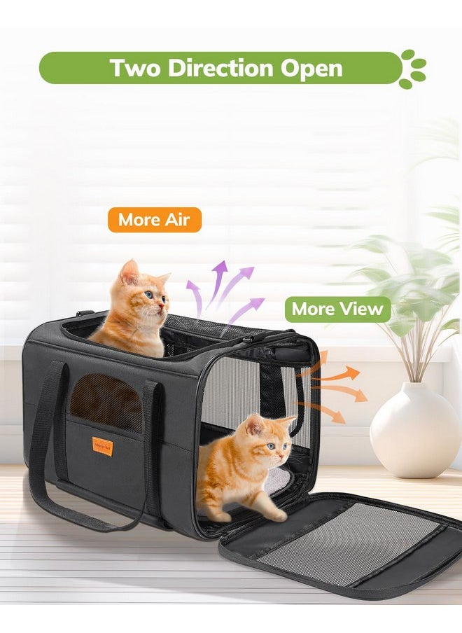 Morpilot Cat Carrier with Wheels Airline Approved, Pet Dog Carrier with Wheels for Small Dogs, Rolling Cat Carrier for Cats Puppy, Stroller Detachable and Foldable Pet Travel Bag (Large - Dark Gray)