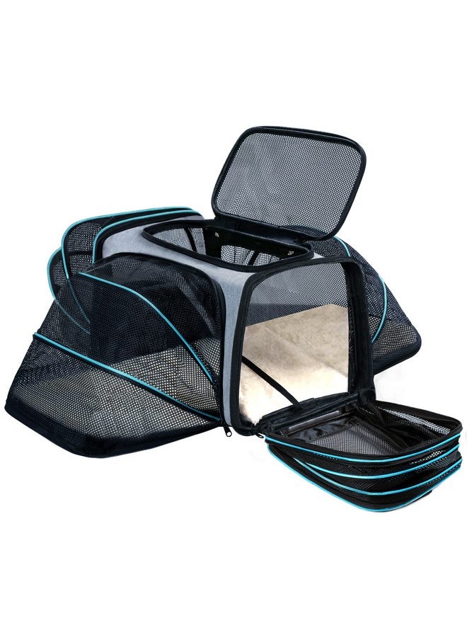 Cat/Dog Airline Approved Expandable Pet Carrier for Small Pets - Removable Pad, Pockets, TSA Compliant