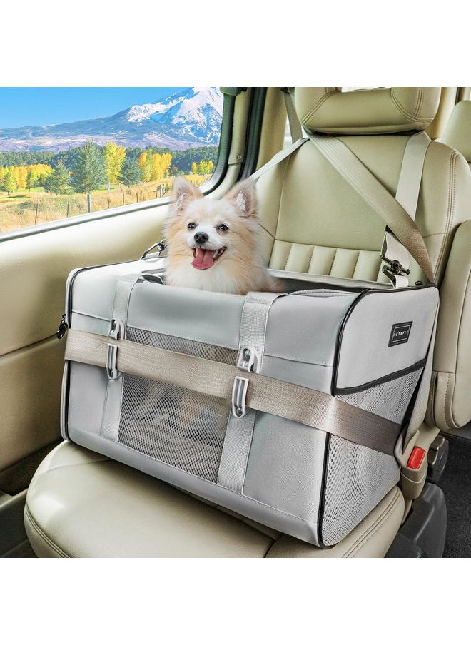 Petsfit Travel Pet Carrier for Large Cats (up to 20 lbs), Soft-Sided Dog Car Travel Carrier with Patented Buckle and Soft Padding, Ideal for Car Road Trips,19X12X12 Inch,Gray